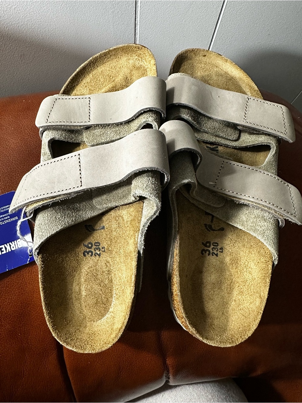 Birkenstock Women's Double Strap Sandals in Beige Taupe - Picture 2 of 9